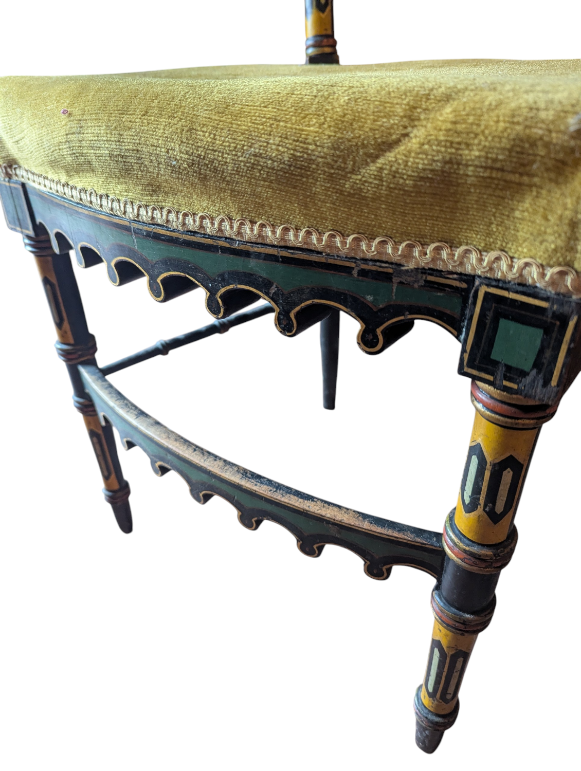 Napoleon III Neo-Gothic "Troubadour" Chair - Polychrome Decor 19th Century