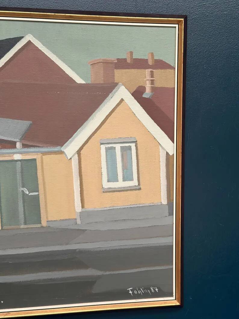 Original Vintage Swedish Oil on Canvas – “City Scene” by Gunnar Fohlin – Signed & Dated 1987 – Vintage & Framed