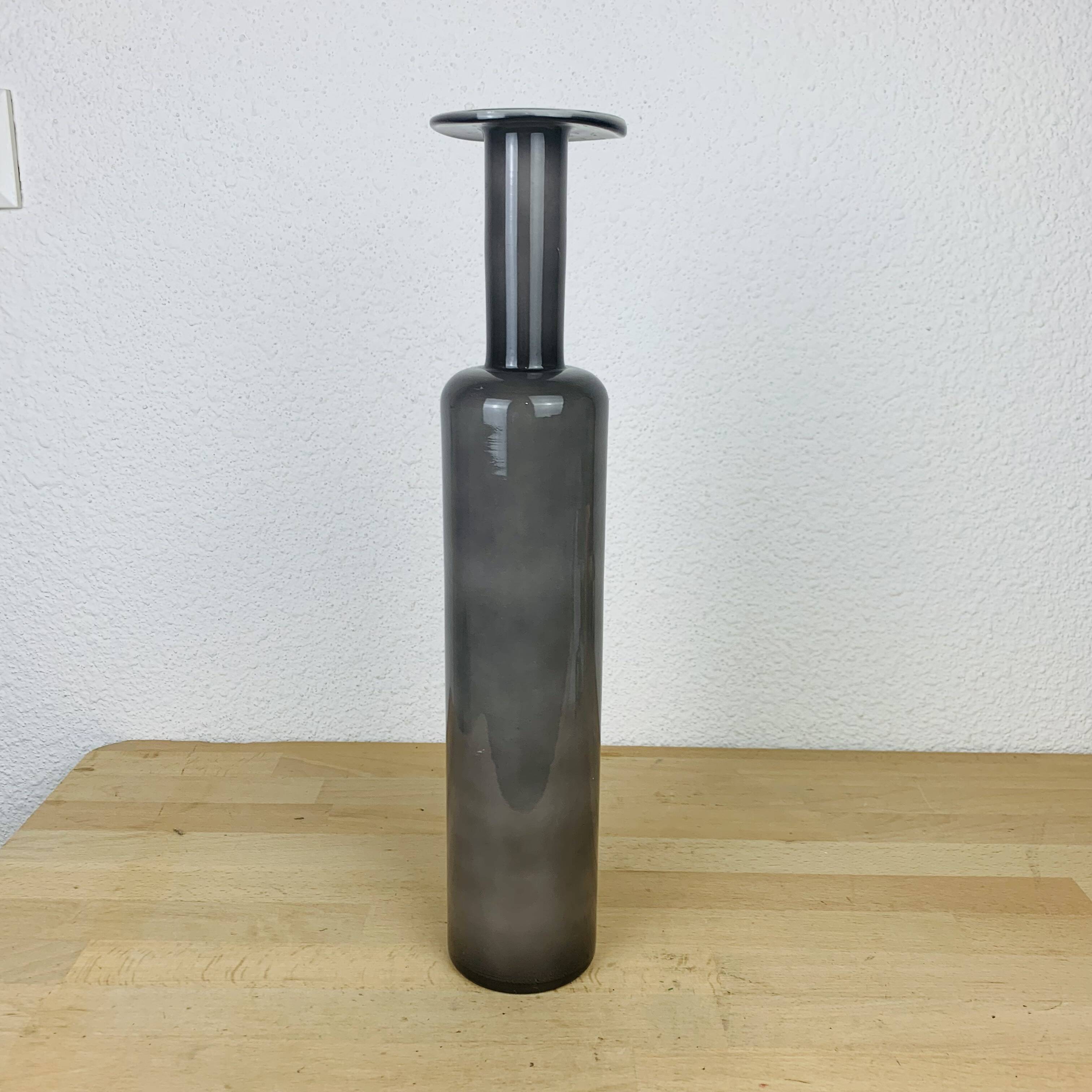 Holmegaard glass vase with flat neck, Scandinavian