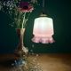 Suspension globe vintage en opaline blanche et rose