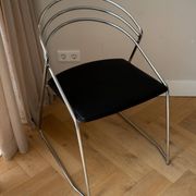 2 Vintage Design 80s Stylistic Wire Steel Chairs Chrome