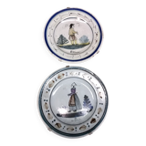 2 old faience collection plates from Quimper HB. Brittany