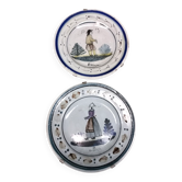 2 old faience collection plates from Quimper HB. Brittany