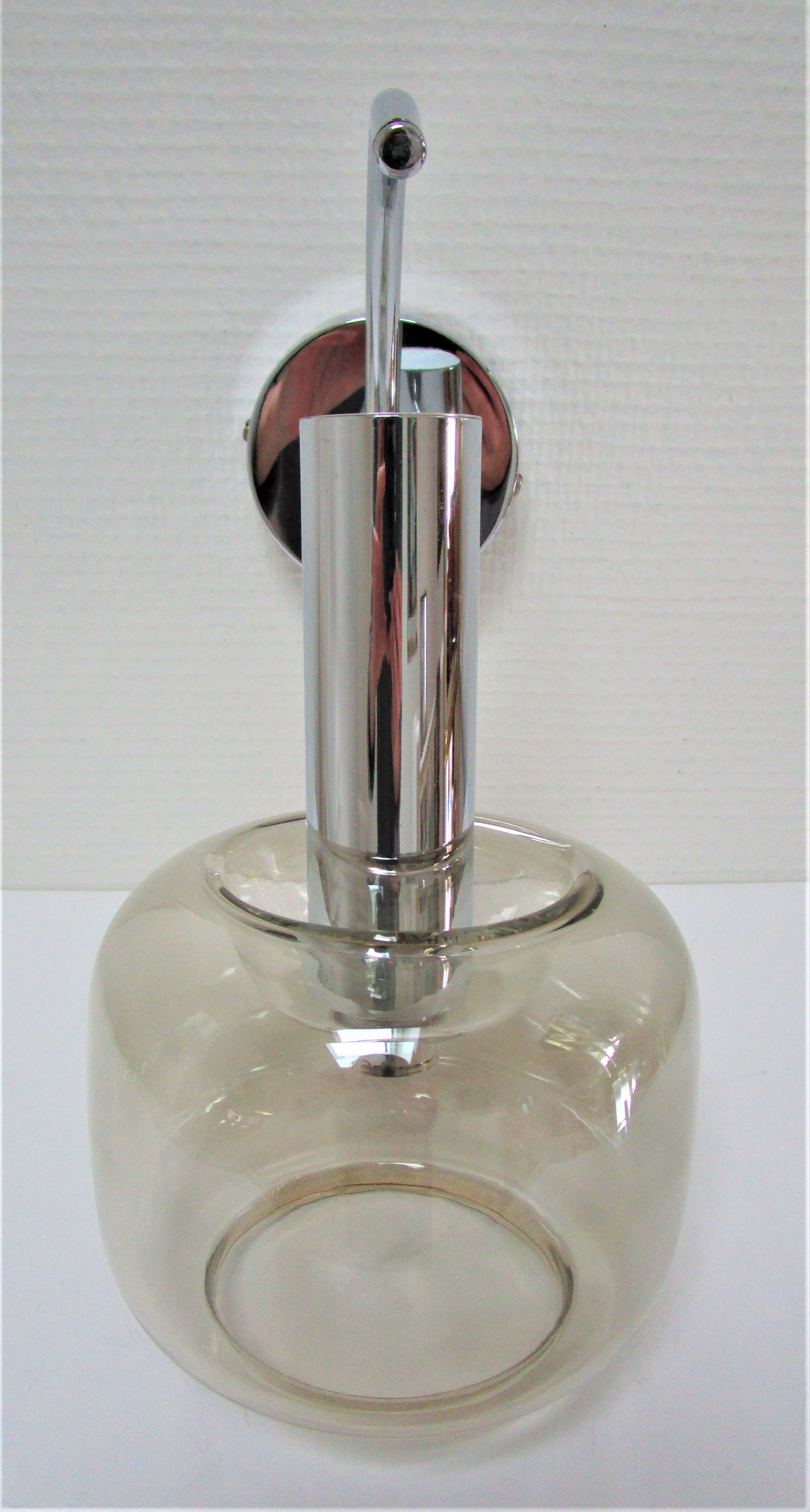 Sconce chrome and smoked glass vintage design 70s