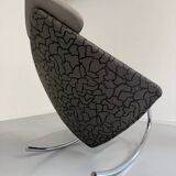 French design rocking chair in fabric and metal from the 70s/80s