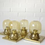 Ensemble de 4 / appliques murales en laiton vintage / style mid-century modern