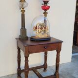 Antique 1900s Solid Oak Rustic Farmhouse Console Side Table