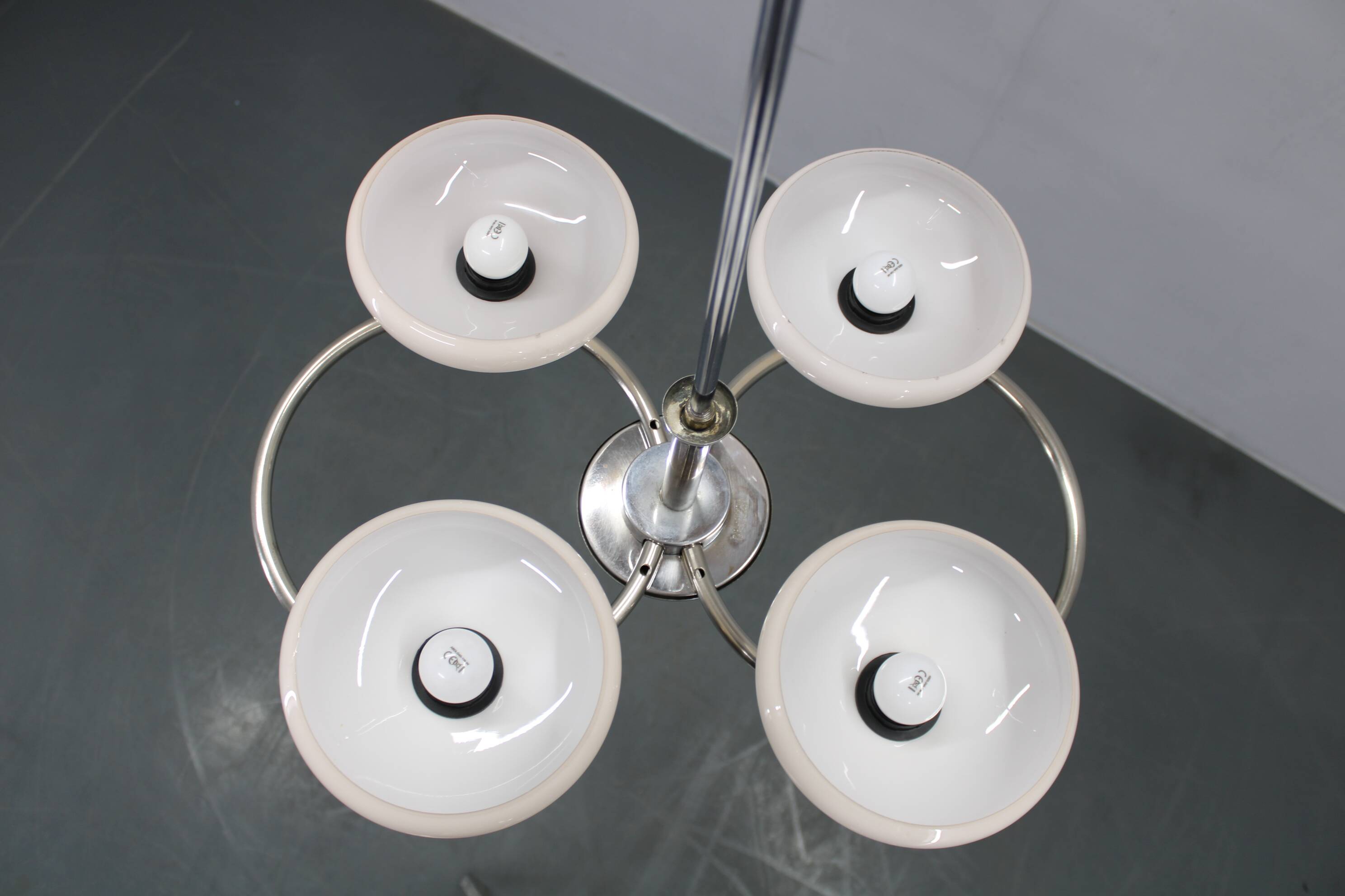 1950s Chrome and Glass Chandelier by Drukov, Czechoslovakia