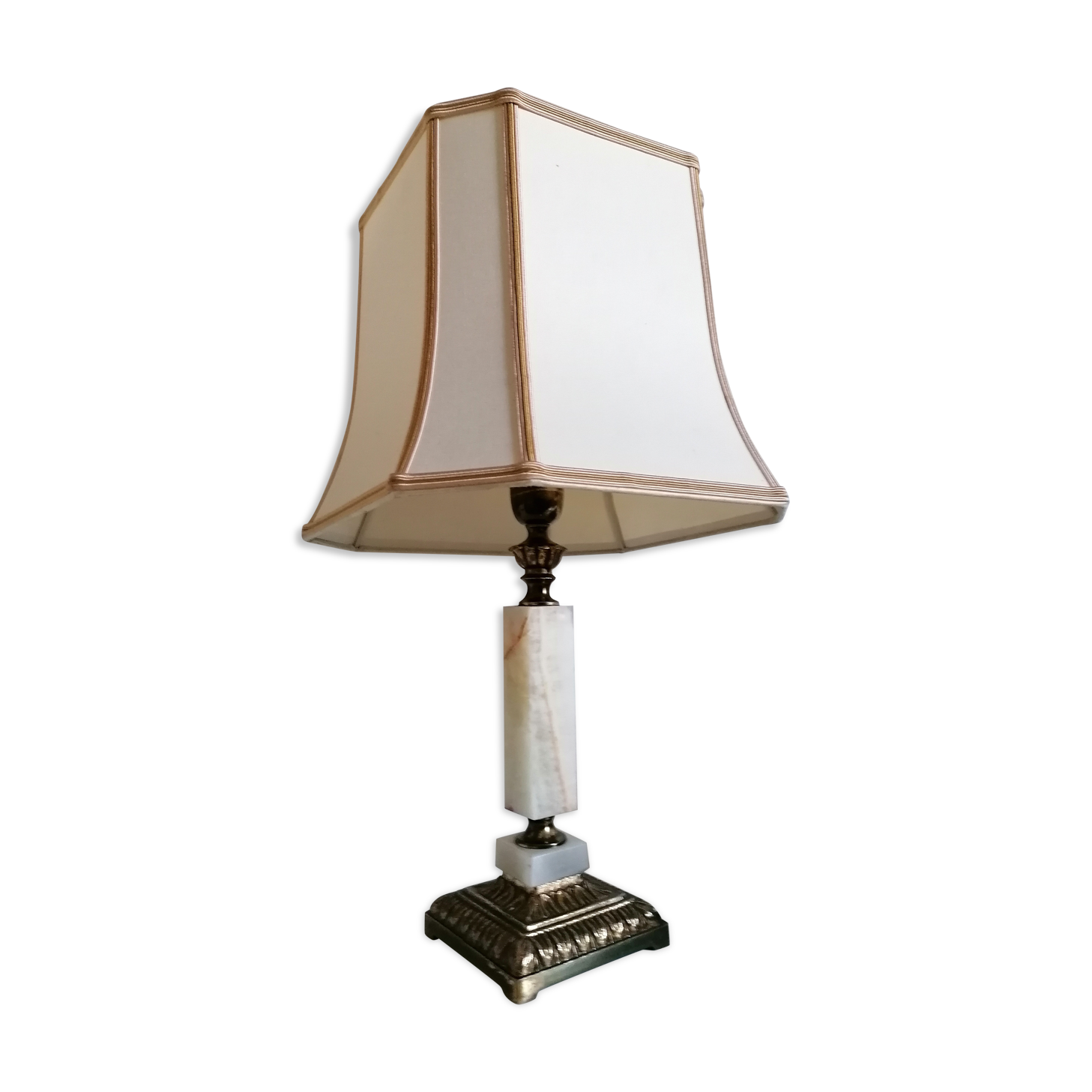 Lampe pied bronze et albâtre vintage style art déco