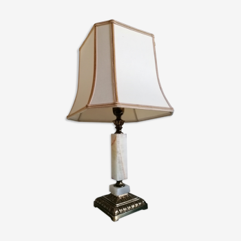 Lampe pied bronze et albâtre vintage style art déco