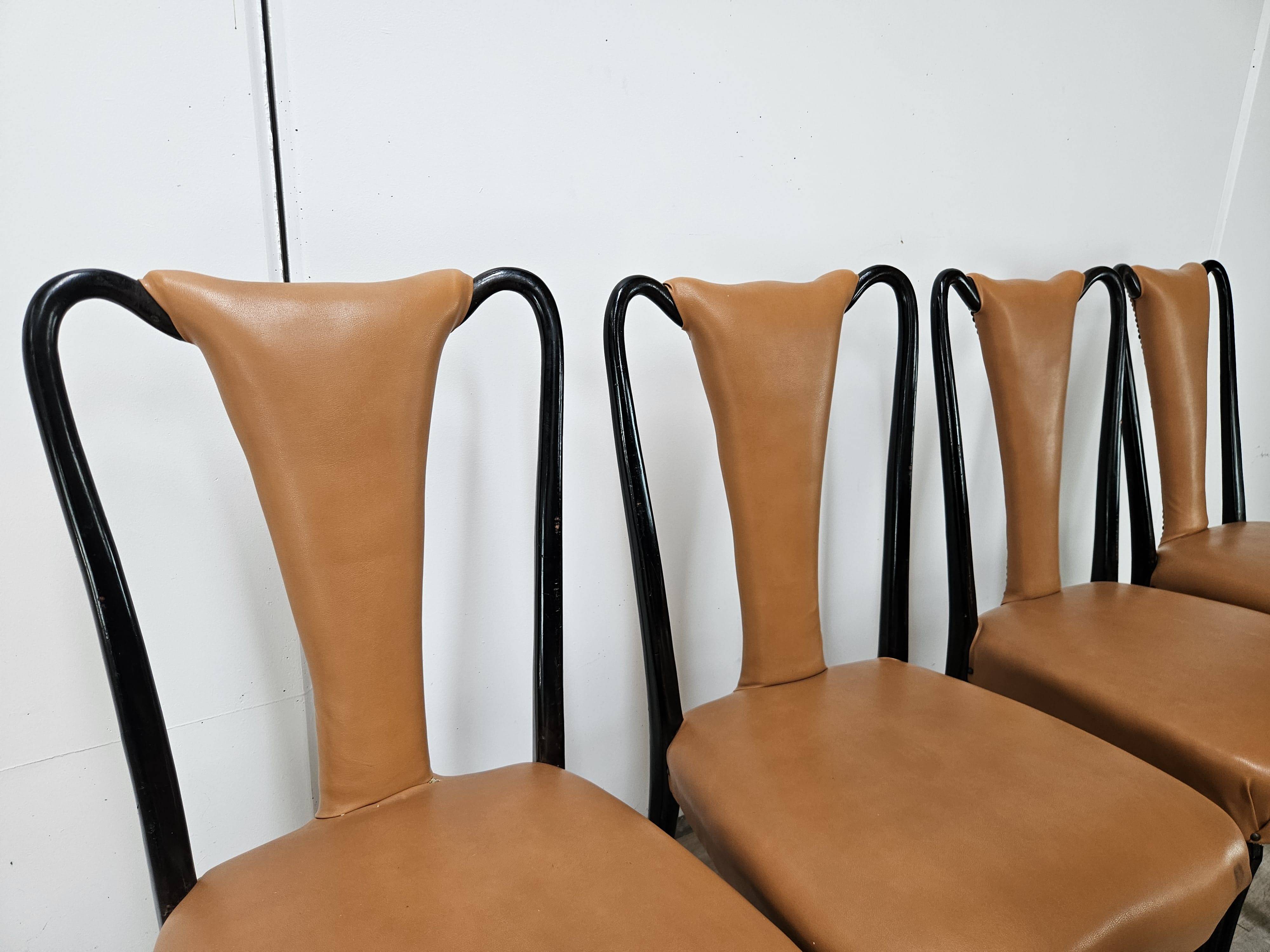Set of 6 dining chairs by Vittorio Dassi from the 1950s