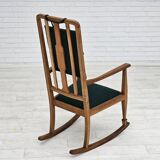 Fauteuil à bascule danois à dossier haut rembourré, laine de meuble kvadrat, années 1950-60,