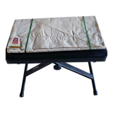 Drap ancien en lin et métis fleur bleue