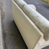 Canapé 2 places scandinave en cuir véritable beige