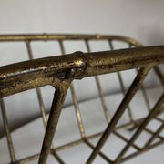 1960 magazine rack faux bamboo in beaten gold iron Italian craftsmanship