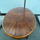 Oval table in rosewood and sycamore