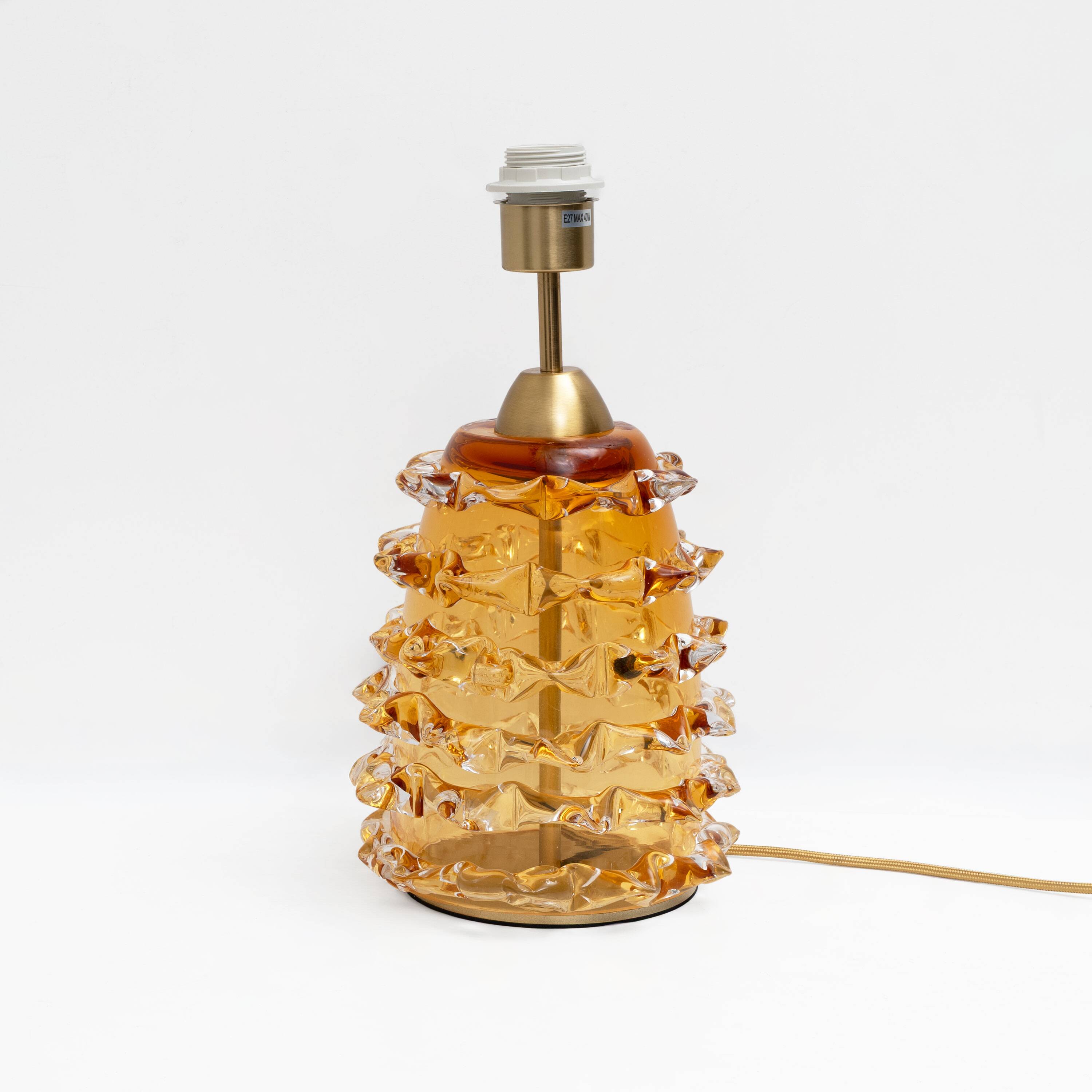 Paire de lampes de table en verre de Murano Amber Rostrato