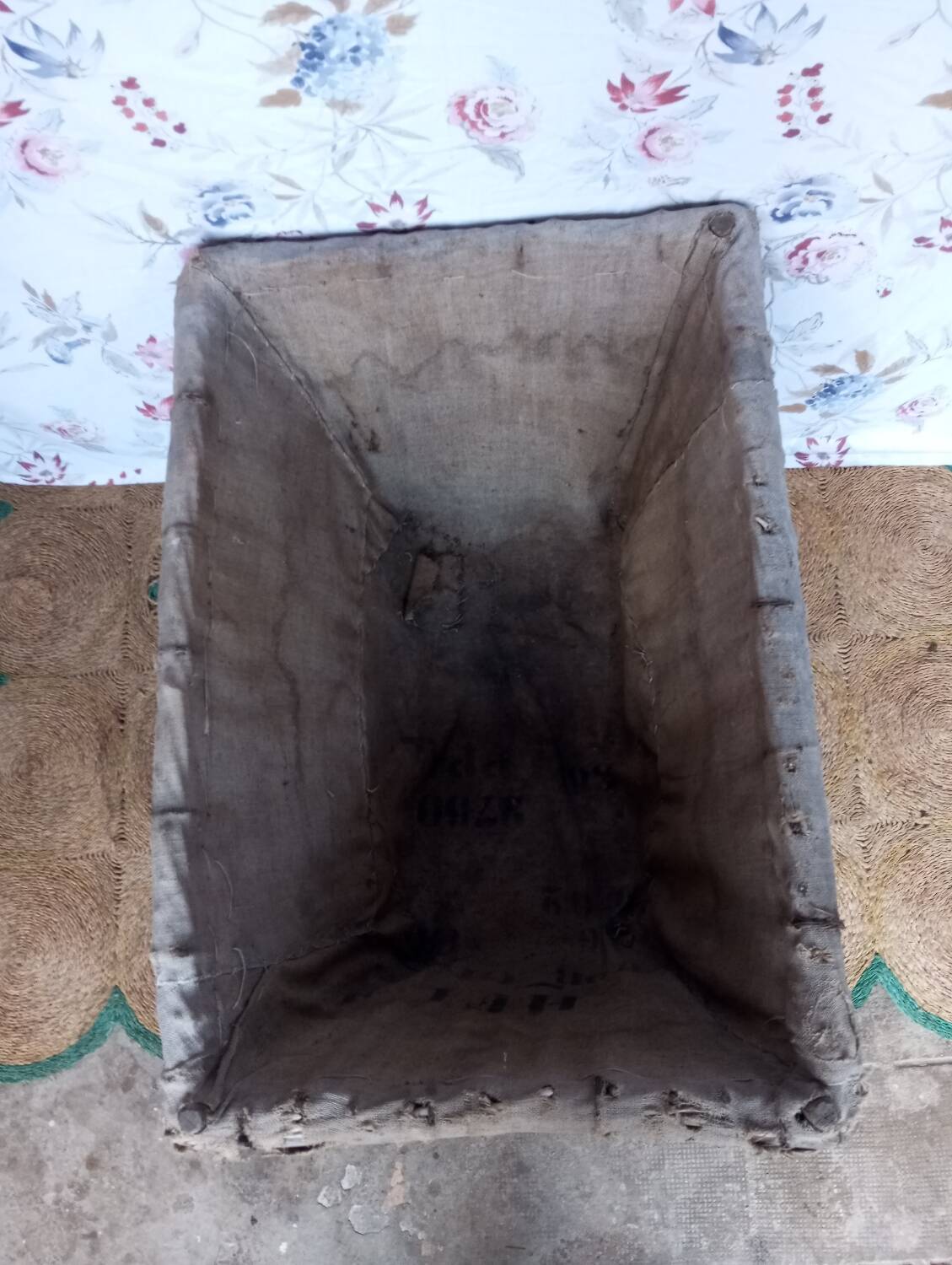 Wood and wicker basket, antique, size xxxl.