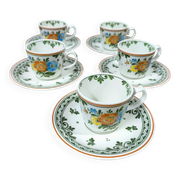 Set of 5 Coffee Cups and Saucers Villeroy & Boch "Alt Amsterdam" Vintage