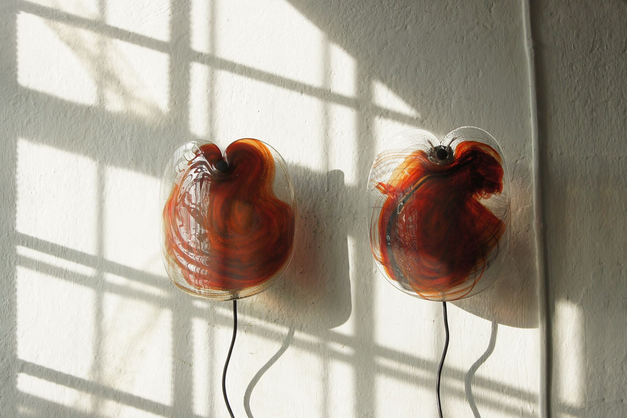 Vintage Glass Sconces by Per Lutken for Holmegaard, 1970s, Set of 2