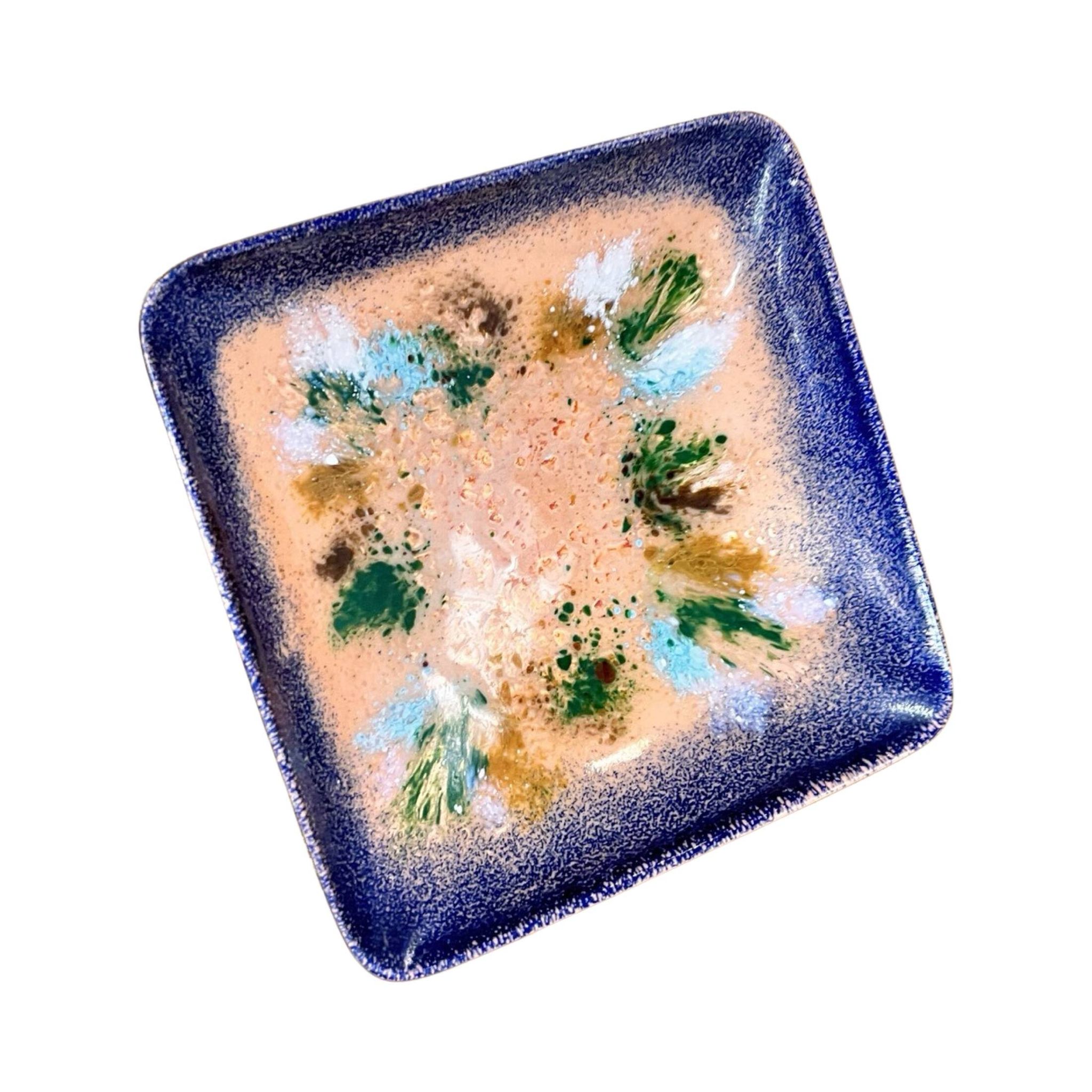 Enameled copper bowl plate, Germany, 1960s.