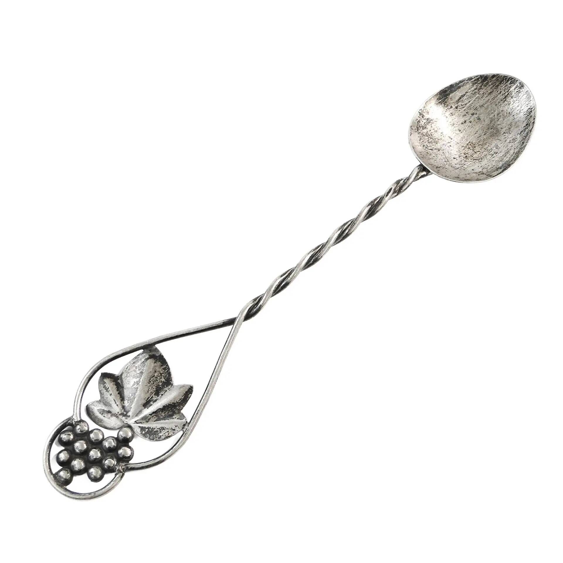 Salt spoon, mid-century modern, silver, Poland, 1970s