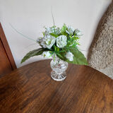 Cut and engraved crystal vase – vintage floral decoration