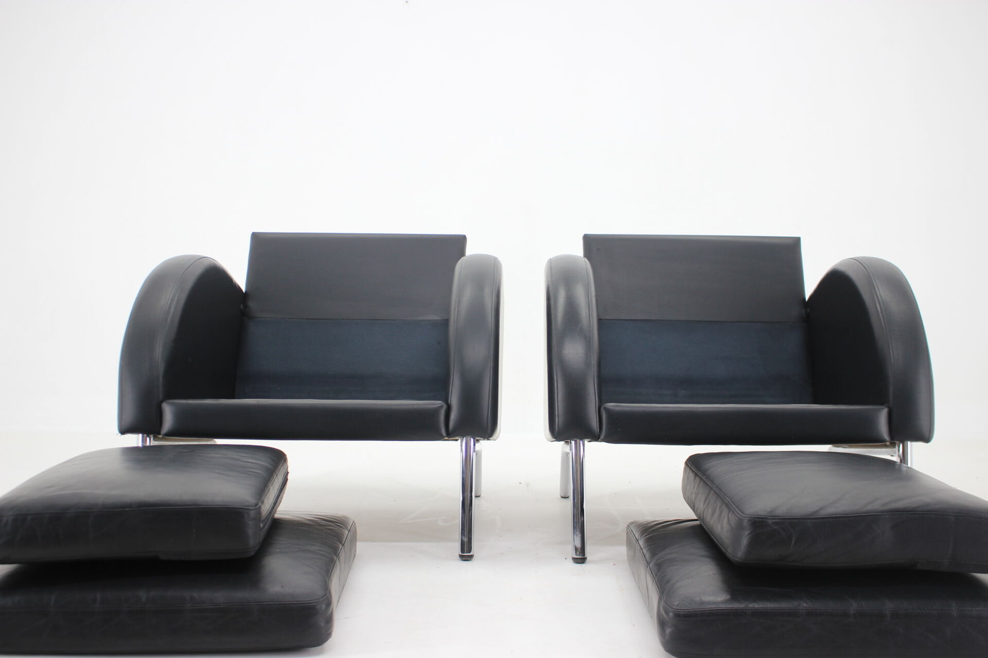 1970s  Pair Of Leather Armchairs ,Czechoslovakia