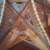 Scandinavian chandelier pendant light 1970s wooden threads
