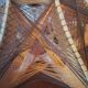 Scandinavian chandelier pendant light 1970s wooden threads
