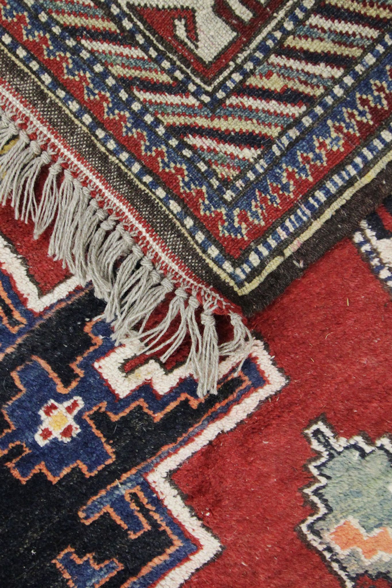 Vintage Caucasian Kazak Carpet Area Rug- 207x227cm