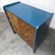 Commode scandinave 1960 atypique bleu Satiné 4 tiroirs