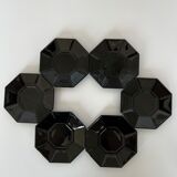 Service 6 black coffee cups and octagonal cups Octime Arcoroc France Esso collection