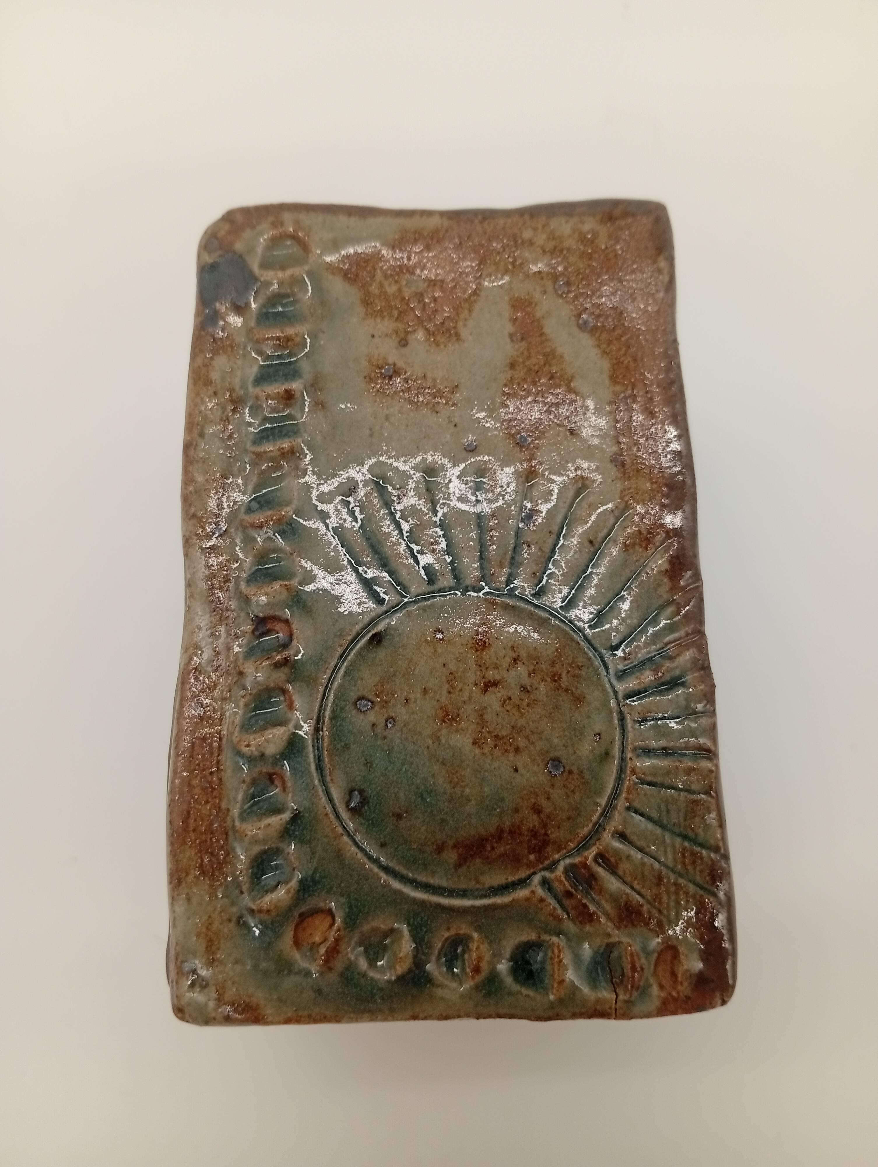 Vintage Ceramic Square Flower Vase Grès Pique Fleurs Scarified France 60