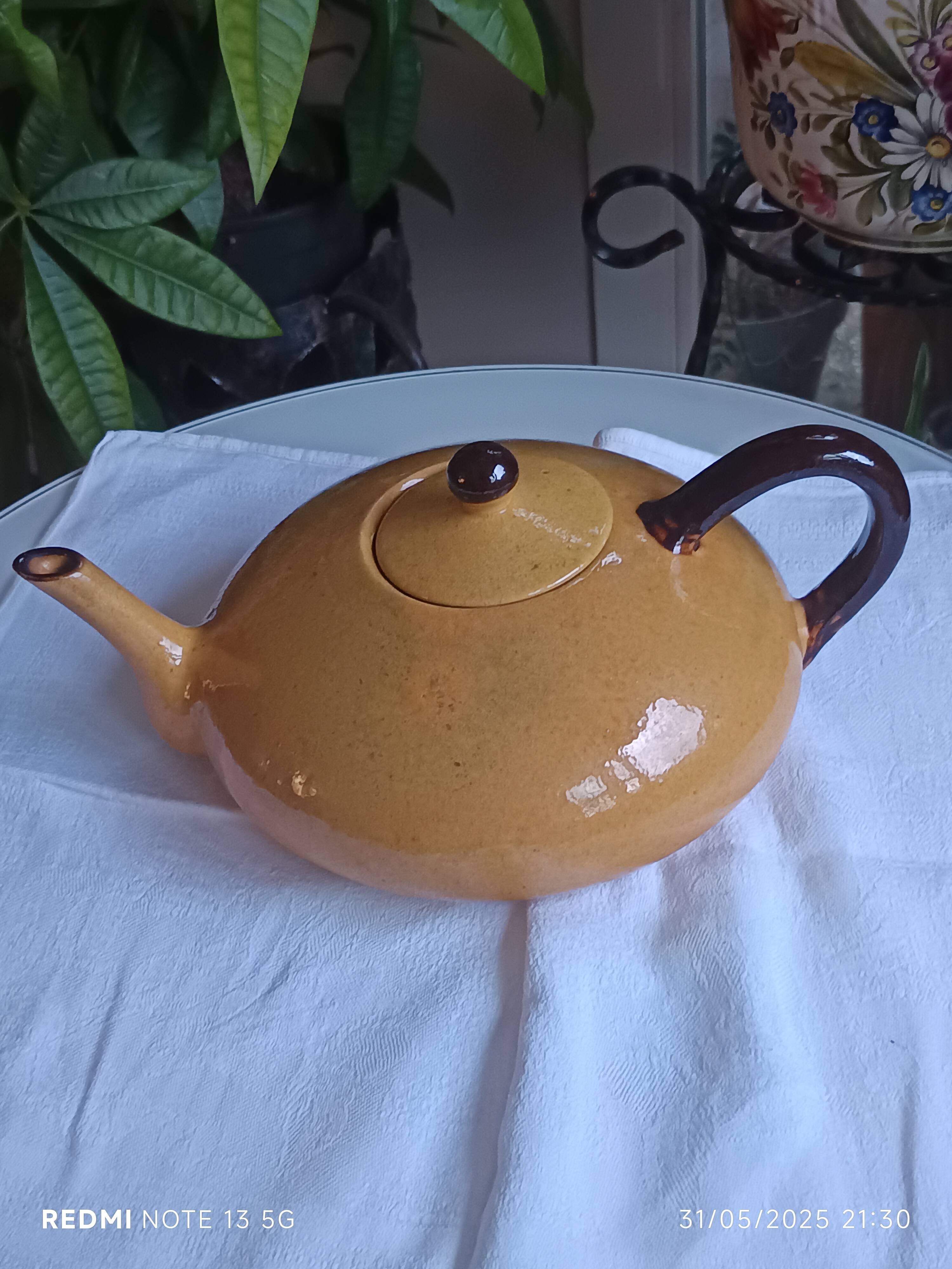 beautiful glazed ceramic teapot signed Chapello Jean Baptiste Vallauris