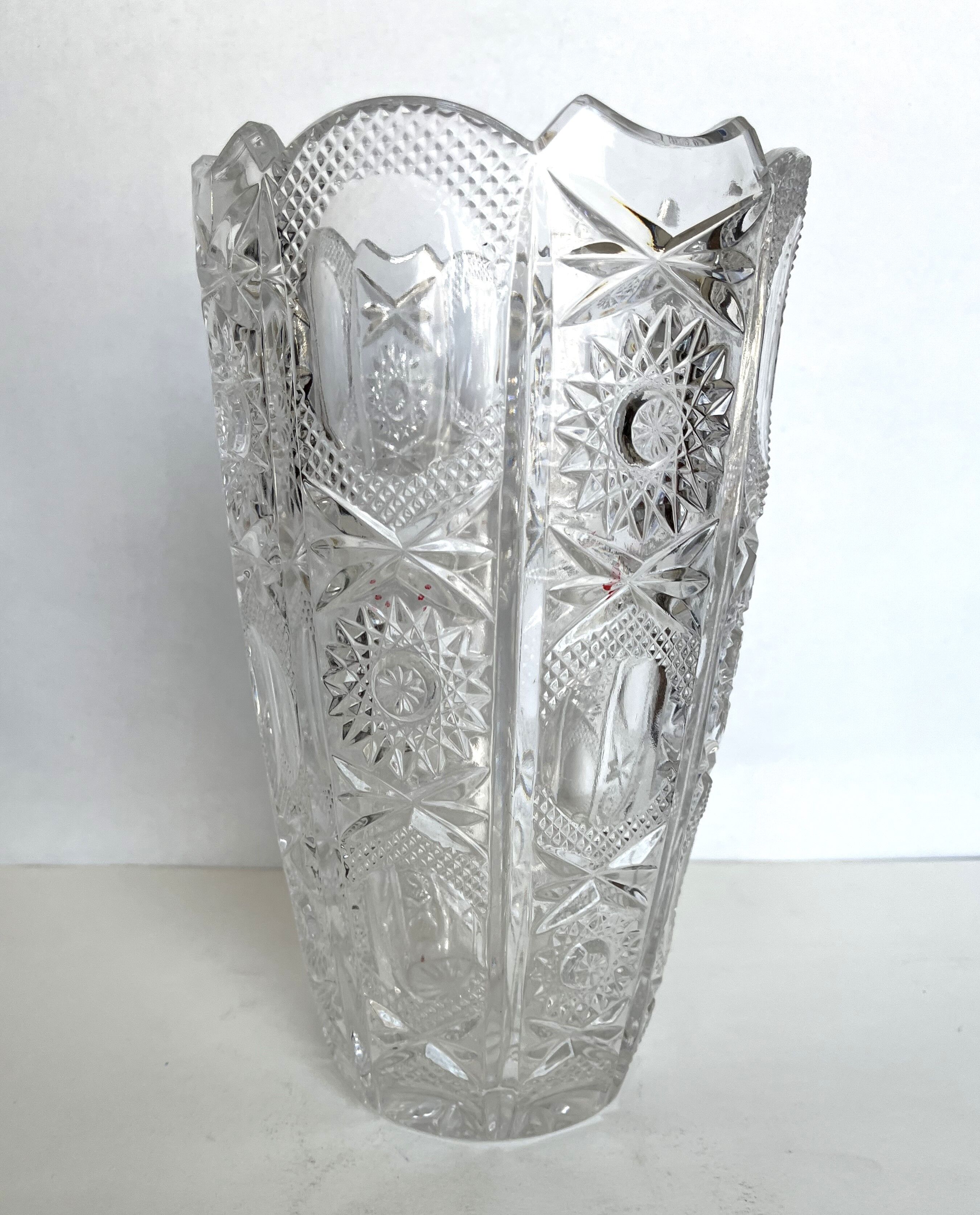Carved crystal vase