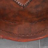 Brutalist oak lounge chair and ottoman, 1970s, set of 2