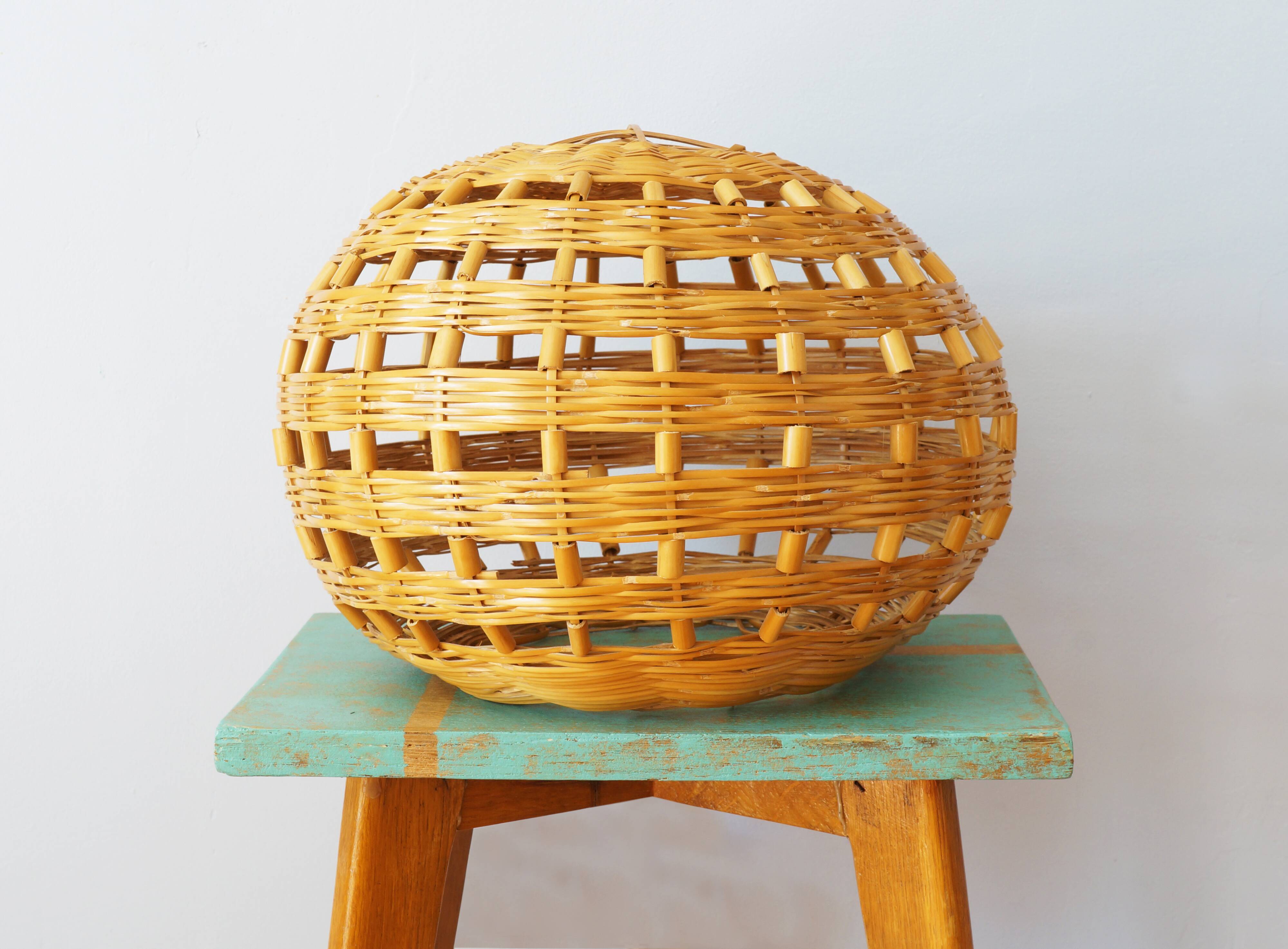 Abat-jour plafonnier en bambou, vintage