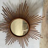 Vintage rattan sun mirror