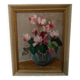 Small old framed oil on cardboard