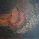 Table oil on canvas Life Dead with melon and grapes. 19 th