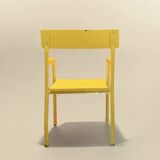 Vintage children's chair in yellow painted wood and metal