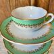 4 mint green coffee cups Digoin Sarreguemines Juliette 1960