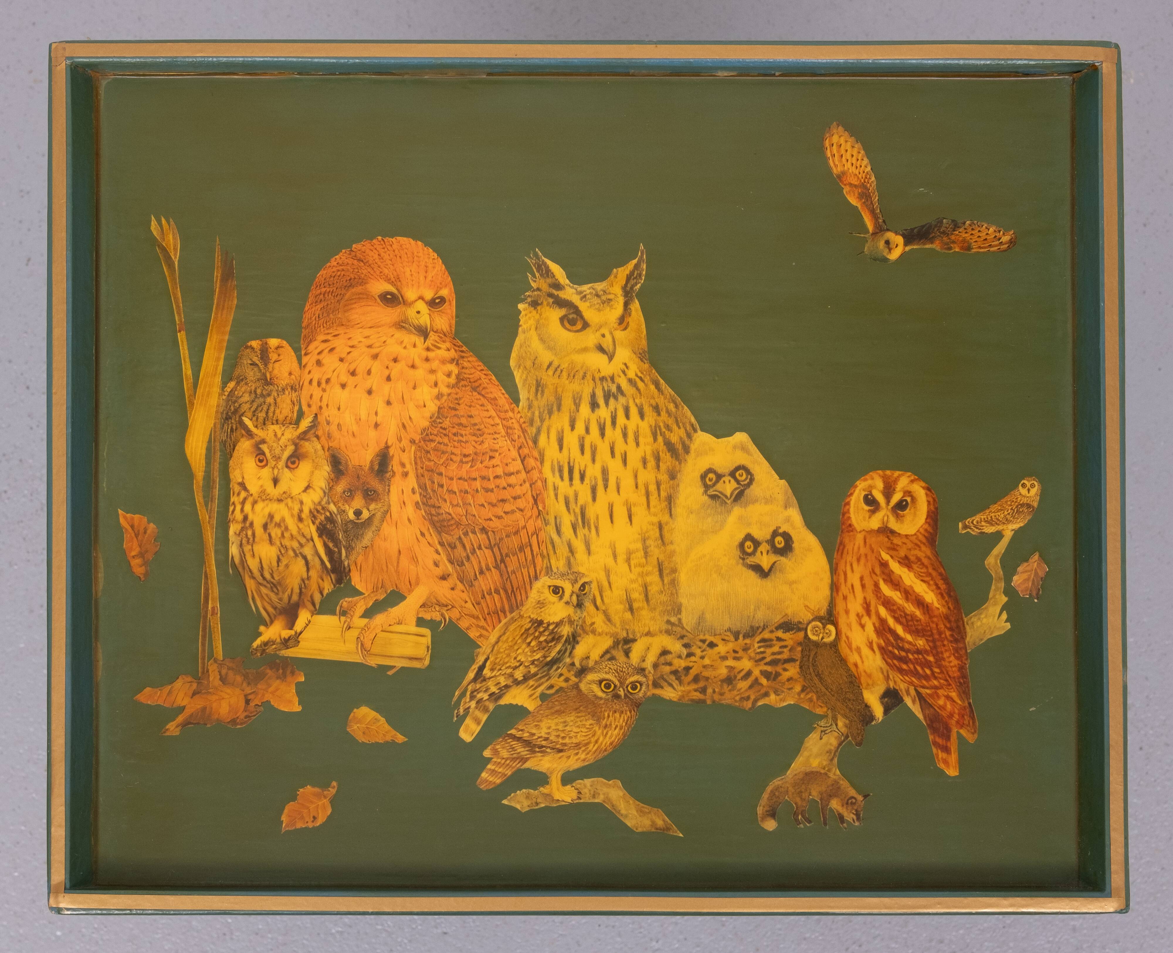 Turquoise Owl cross legs Serving table 1950s