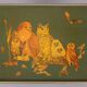 Turquoise Owl cross legs Serving table 1950s