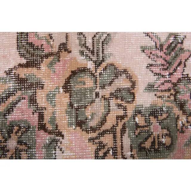 1970s Vintage Turkish Oushak Handmade Wool Cotton Pink Area Rug 173x293