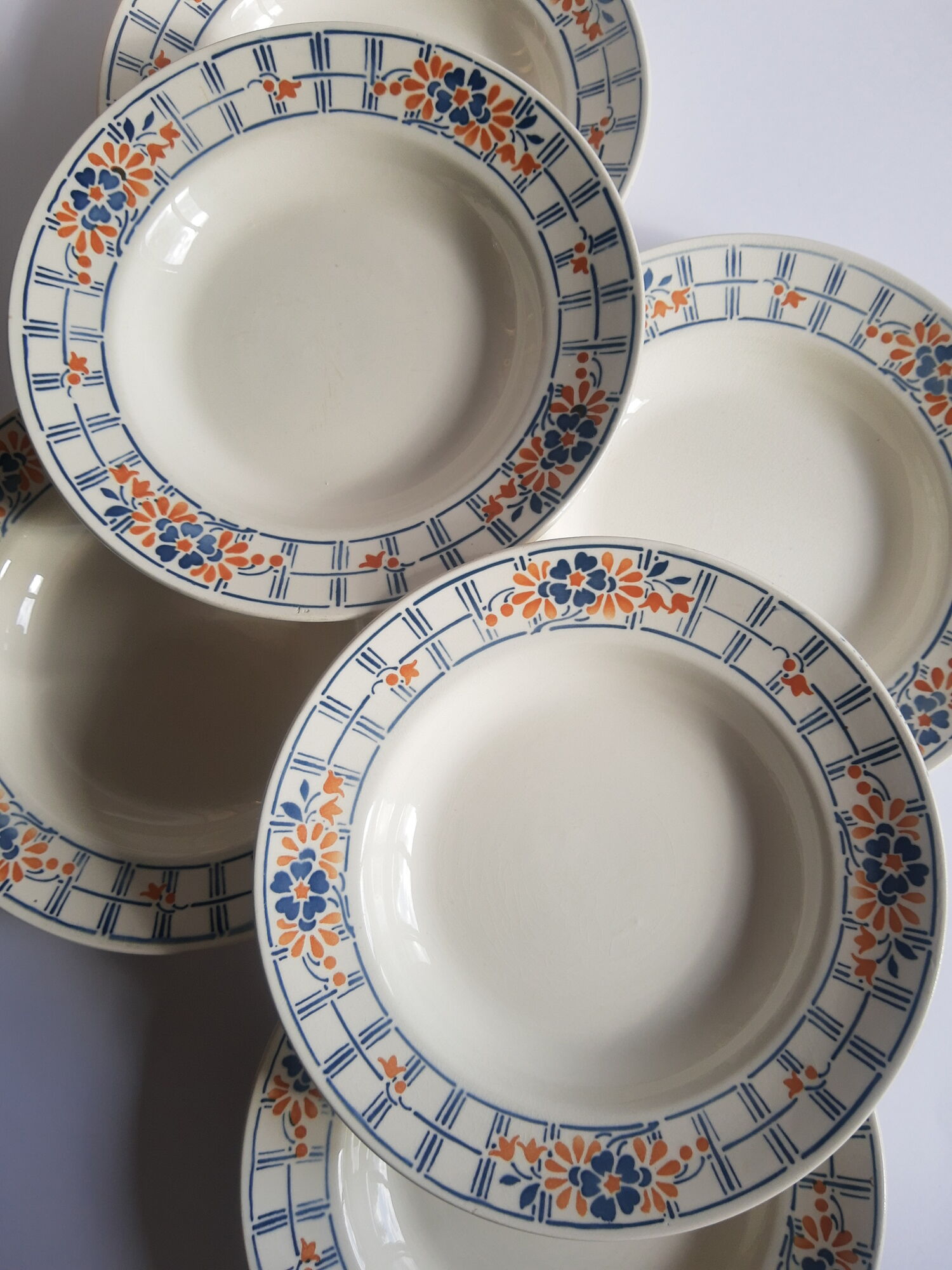 Set of 6 hollow plates Badonvillers chavillé vintage