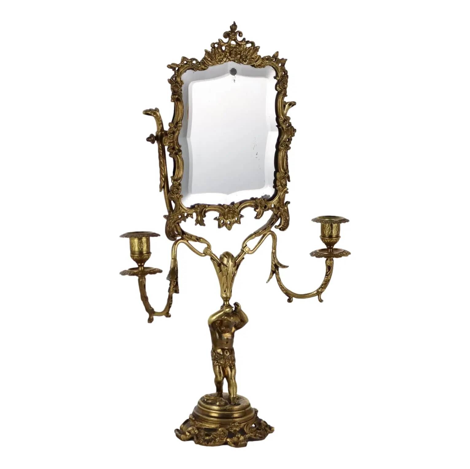 Antique dressing mirror in bronze, Europe, 19th-20th century