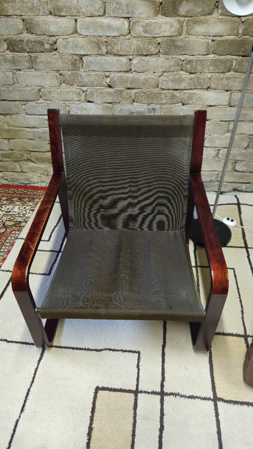 Pair of vintage 1970s faux leather armchairs