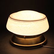 1930s Art Deco brass ceiling light with opaline glass shade, Czechoslovakia, Res